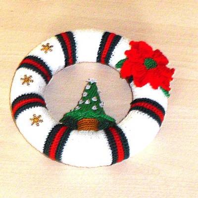 Türkranz Wohnidee Jahreszeit Winter handumhäkelt Geschenk Dekoration Tischdekoration Fensterdekoration Weihnachtsdekorat