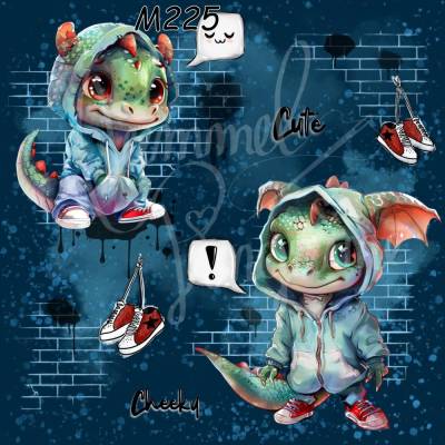 M225 „Streetstyle Baby-Drache – Cooles Urban-Design mit Hoodie, Sneakern & Graffiti Look“