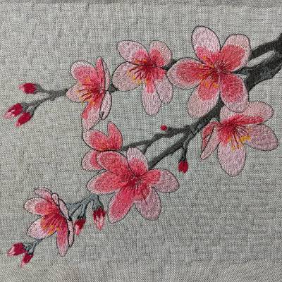 Kirschblüte Stickdatei 14x14 bzw. 15x15cm – Japanischer Kirschblütenzweig für Stickmaschine