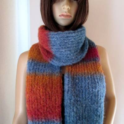 Kuschelweicher leichter Schal aus feinem Alpaka in tollen Farben, handgestrickt