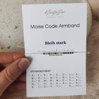 Morsecode Armband mit Spruch, bereits fertige Botschaft, handgemachter Schmuck Geschenkidee