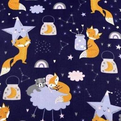 1,5 m Baumwollstoff, Nachthimmel, Fuchs,160 cm breit