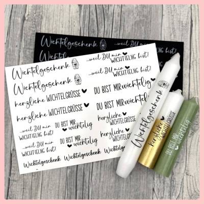 Kerzenfolie WICHTEL, weiß, A5, Wasserschiebefolie, Kerzentattoo, wichtelig, Wichtelgeschenk
