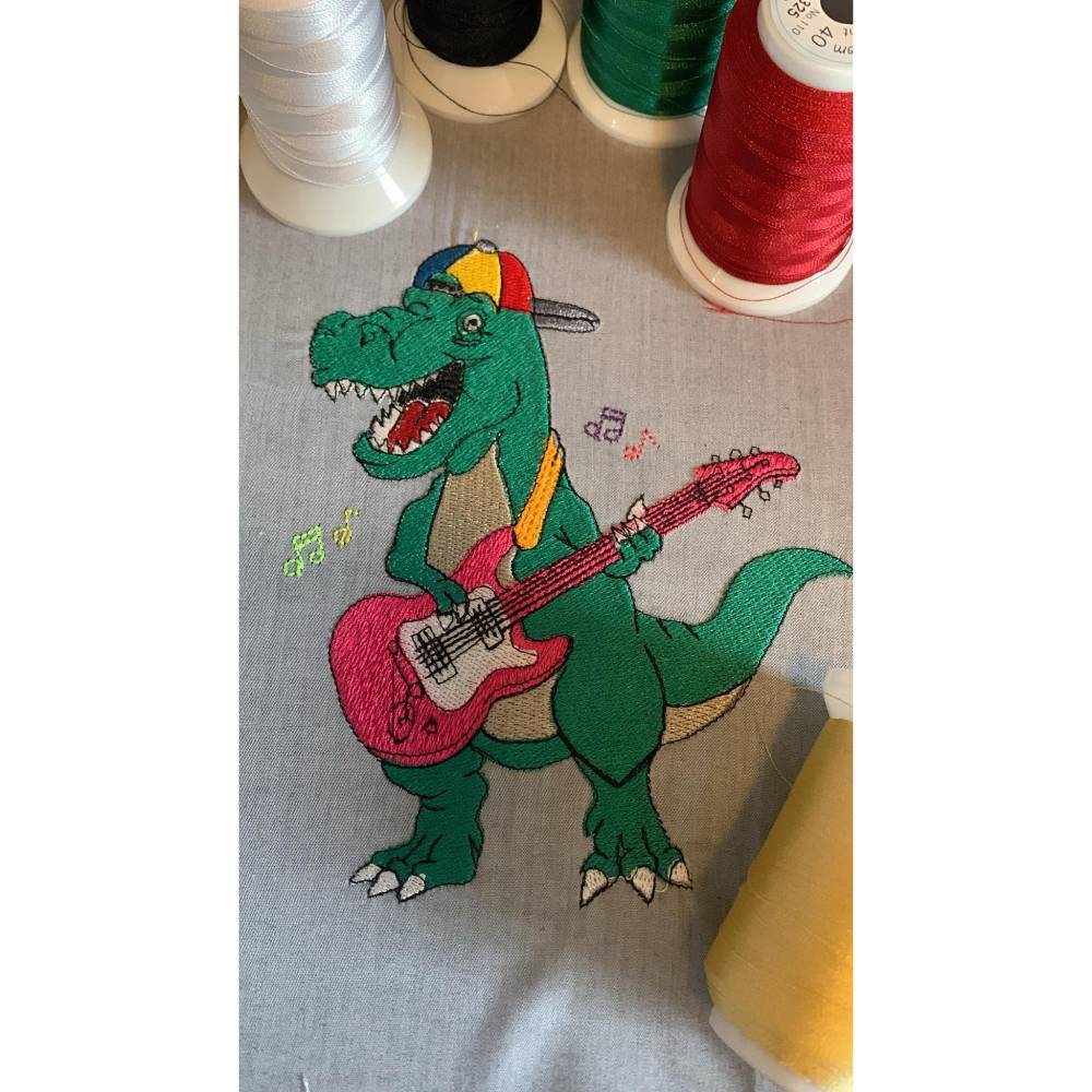 Dino mit Gitarre 13x18 oder 14x20 Rahmen Vollstick Bild 2