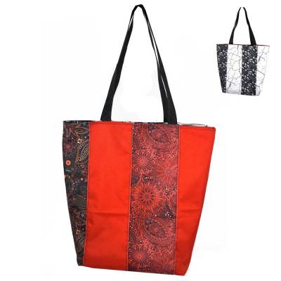 Shopper Einkaufstasche abwaschbar & wendbar – Handgemacht mit Streifen & Mandalamuster aus der Pfalz