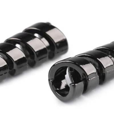4 Kordelenden/Kordelstopper Metall Nickel, dunkel 20 x 9 mm, Ø 4 mm – Endstücke für Kordeln