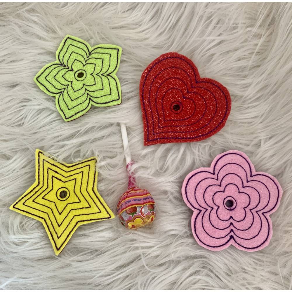 Stickdatei Lutscher Lolli Halter Set 868 – 4 In the Hoop Motive inkl. Anleitung Bild 2
