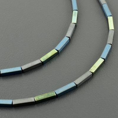 Zarte, schmale Hämatitkette, Rechtecke - minimalistische Kette, individualisierbar, eckiges Collier Geschenk Freundin
