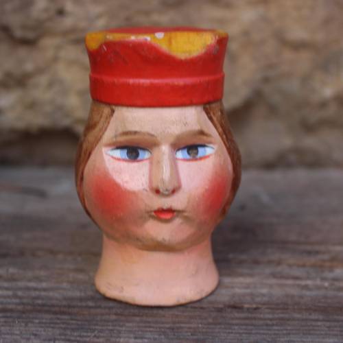 antiker Königin Kopf für Handpuppe Handgeschnitzt Vintage 20er Jahre 
