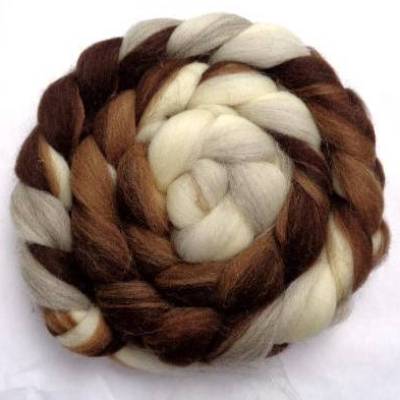 Naturfarbene Wolle im Kammzug 24/27 Mikron 100g, Spinnwolle braun grau weiss, Spinnfaser, Filzwolle, Handspinnen