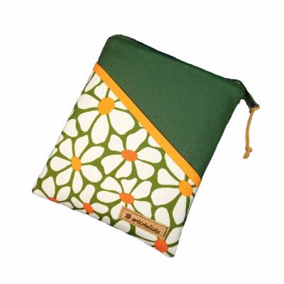 eReader Tasche Retro Blume olivgrün | maßgefertigte Stoff Hülle | personalisierbar | für Kindle, Tolino, Kobo