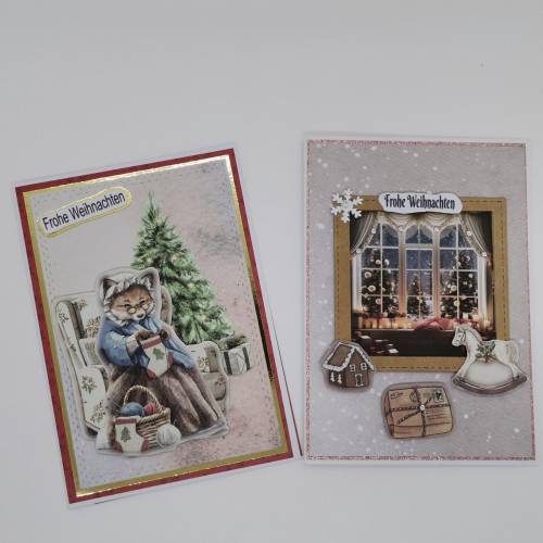 Weihnachtskarte handgemacht – 3D Weihnachtskarte mit Einleger & Umschlag