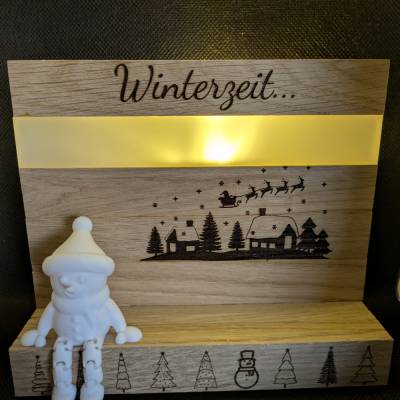 Laterne mit Schneemann & Lampe – Winterdeko & Wichtelzeit Dekoobjekt