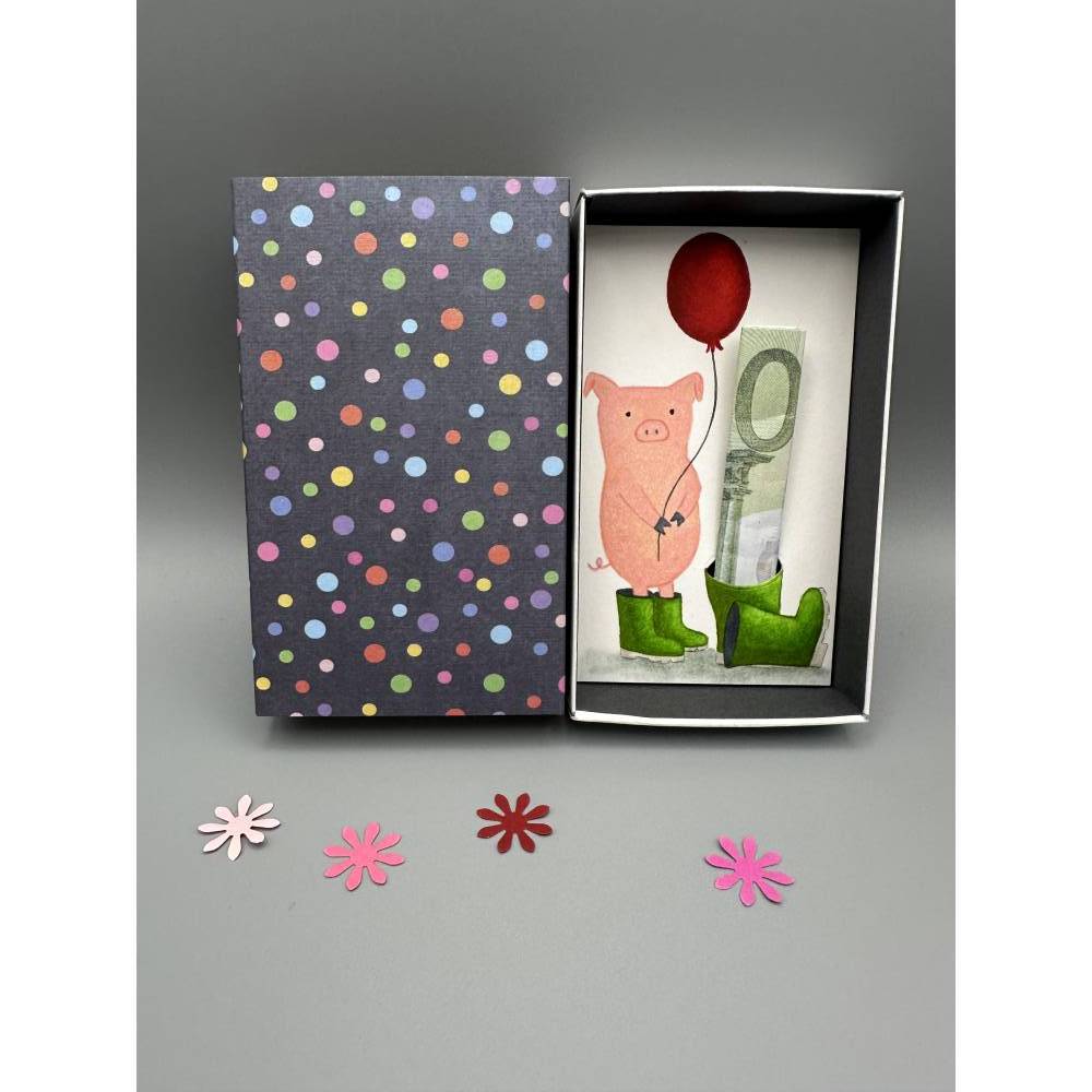 Geldgeschenk lustig verpacken – Kreative Geschenkbox mit Schweinchen Bild 1