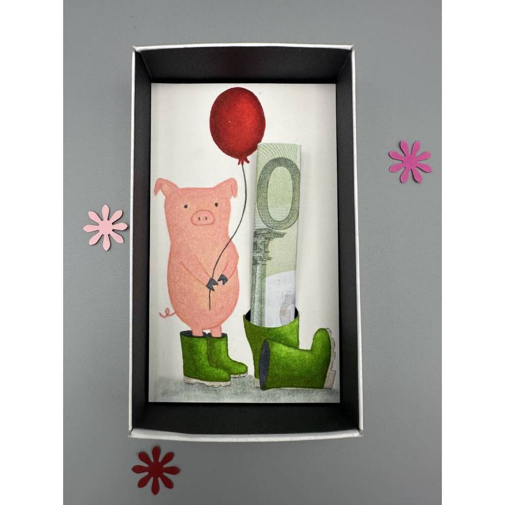 Geldgeschenk lustig verpacken – Kreative Geschenkbox mit Schweinchen Bild 6