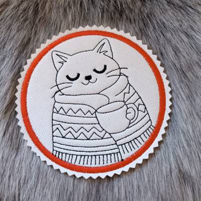 Mug Rug / Tassenuntersetzer Katze rund