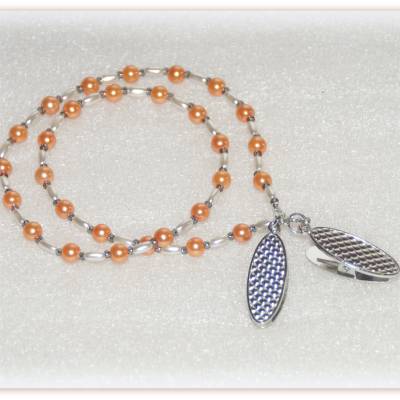 Serviettenkette apricot weiß silberfarben, Serviettenhalter zum Umhängen
