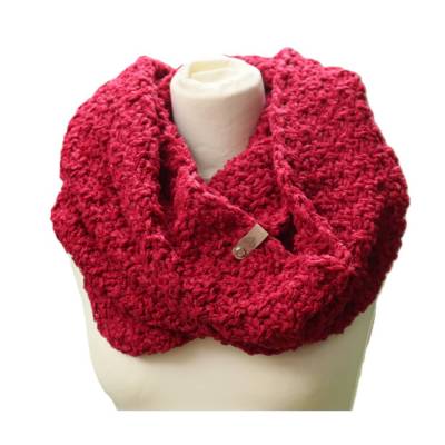 Schal Loop gestrickt Halssocke Strickmode Rundschal Winter Strickschal Schlupf-Loop rot