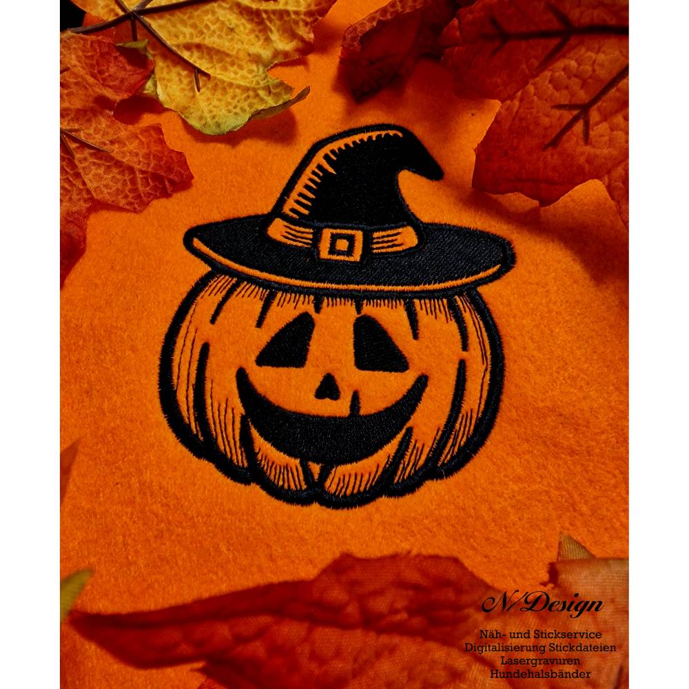Stickdateien 3x Halloween 10x10cm (Baum & Haus) und 13x11cm (Kürbis) Bild 2