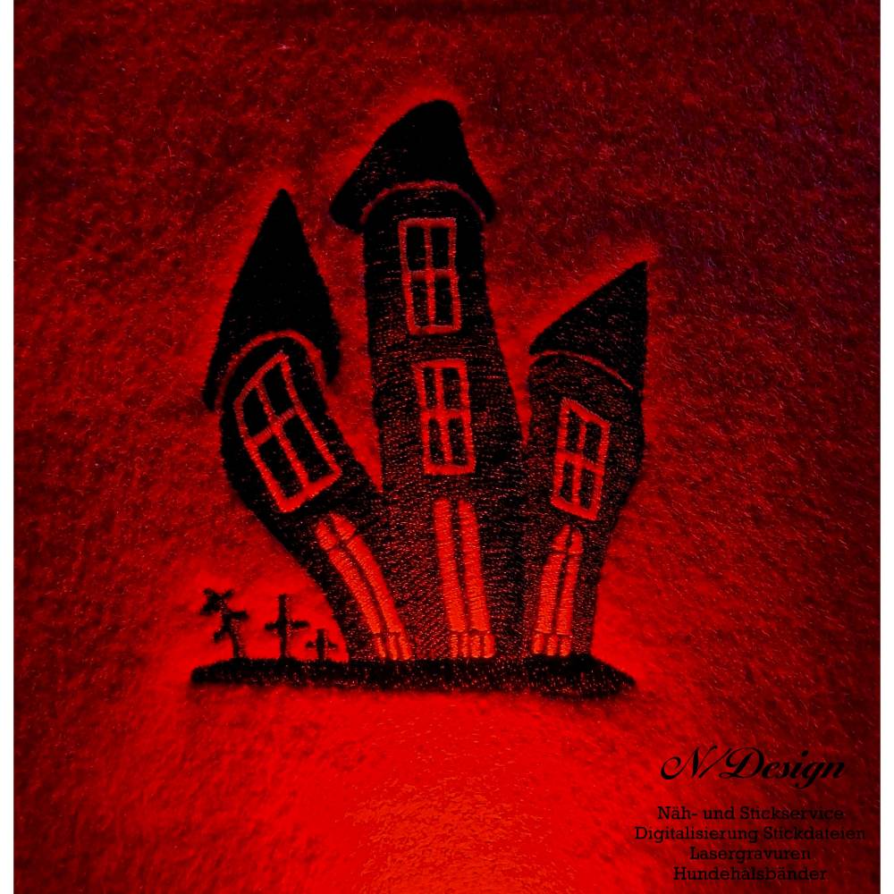 Stickdateien 3x Halloween 10x10cm (Baum & Haus) und 13x11cm (Kürbis) Bild 4