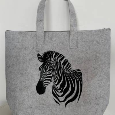 Filztasche Zebra großer bedruckter shopper 