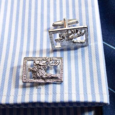 Vintage Manschettenknöpfe Hirsch Reh Silber 60er 70er Jahre Retro Schmuck Pforzheim