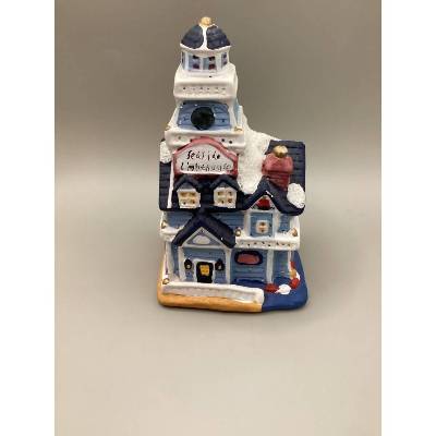 Vintage Weihnachtshaus Seaside Lighthouse mit Beleuchtung – Nostalgische Weihnachtsdeko