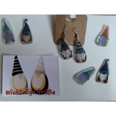 Handgemachte Ohrringe mit Wichtel aus Schrumpffolie – Einzigartiger Schmuck mit Glitzer