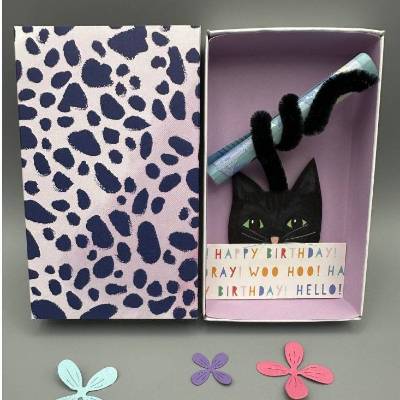 Happy Birthday Geschenkbox mit schwarzer Katze – Originelles Geldgeschenk für Katzenliebhaber