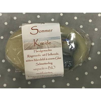 Rügener "Sommerkreide" mit Heilkreide und Mandelöl * 100 Gramm Stück * Sassnitzer Manufaktur "Inselseifen"