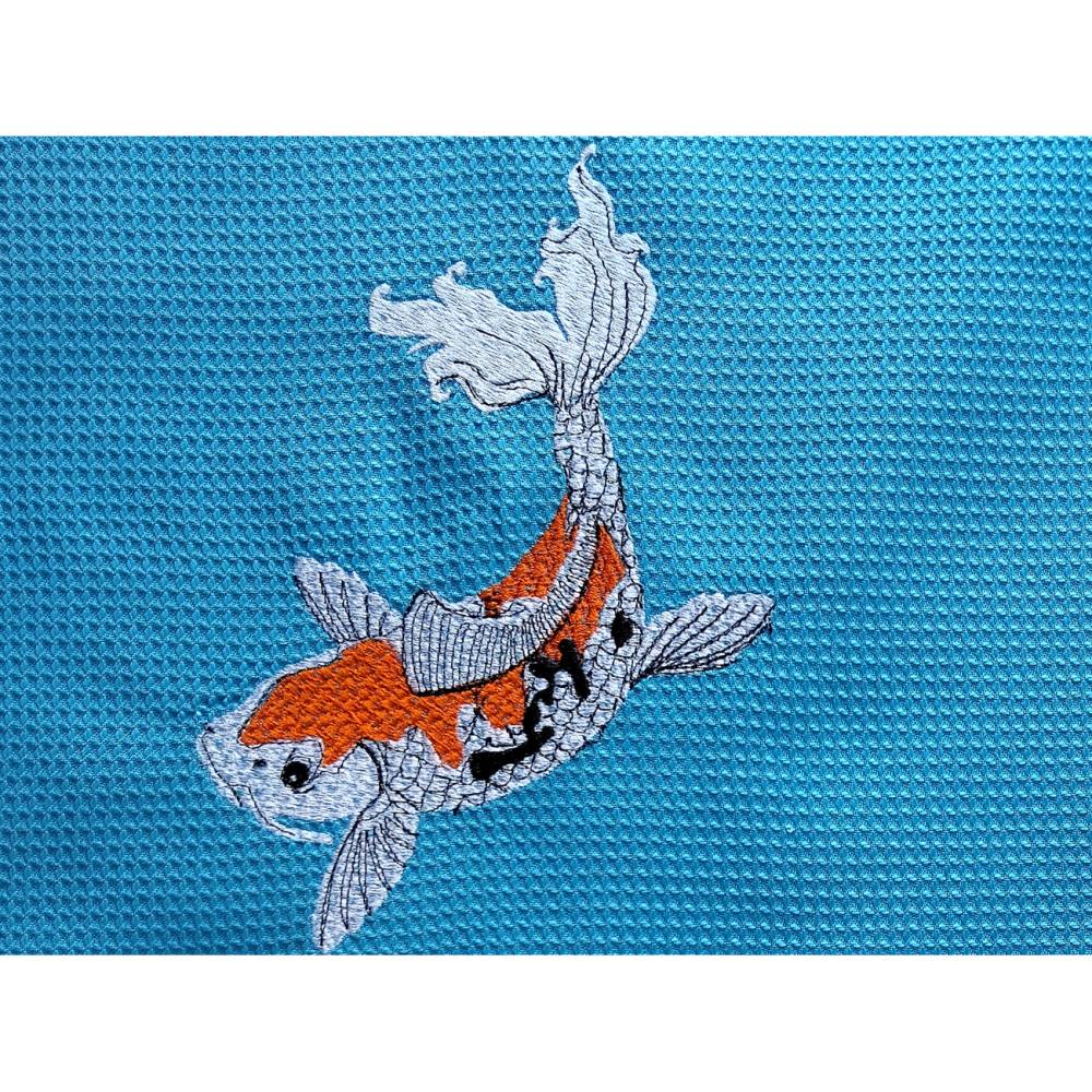 Koi Fisch Stickdatei 14x14cm bzw. 15x15cm – Japanisches Muster für Stickmaschine | Detaillierte Karpfen Stickerei Bild 1