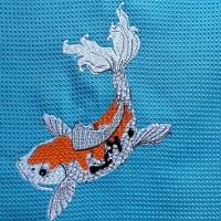 Koi Fisch Stickdatei 14x14cm bzw. 15x15cm – Japanisches Muster für Stickmaschine | Detaillierte Karpfen Stickerei