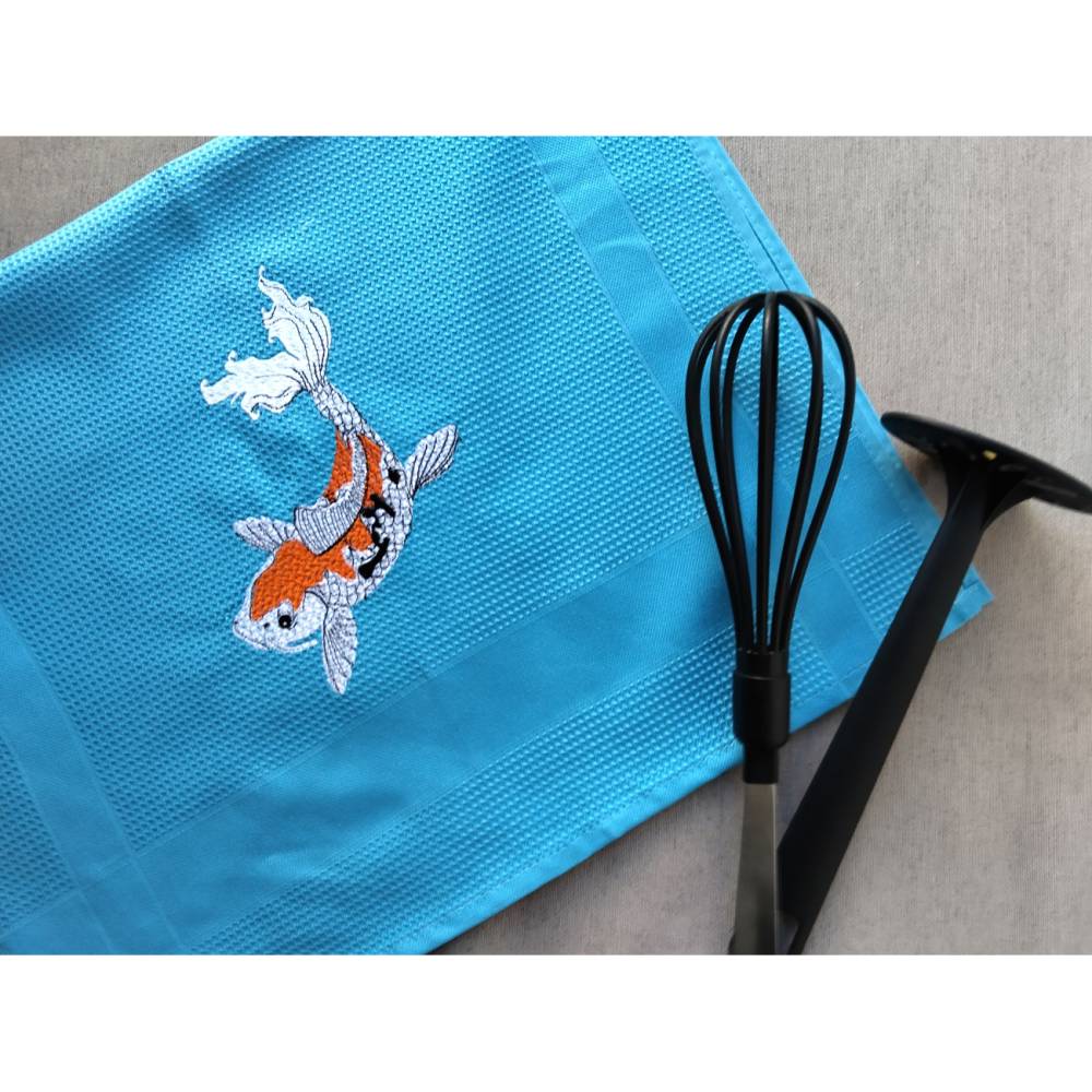Koi Fisch Stickdatei 14x14cm bzw. 15x15cm – Japanisches Muster für Stickmaschine | Detaillierte Karpfen Stickerei Bild 3
