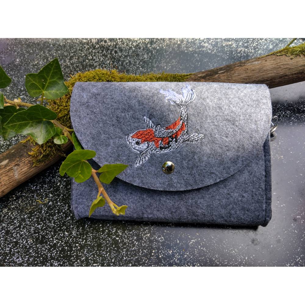 Koi Fisch Stickdatei 14x14cm bzw. 15x15cm – Japanisches Muster für Stickmaschine | Detaillierte Karpfen Stickerei Bild 4