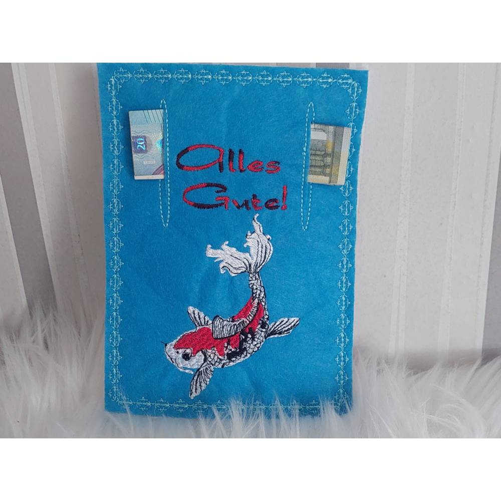 Koi Fisch Stickdatei 14x14cm bzw. 15x15cm – Japanisches Muster für Stickmaschine | Detaillierte Karpfen Stickerei Bild 8