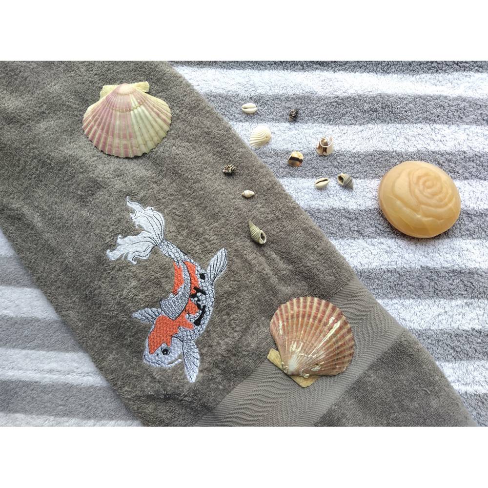 Koi Fisch Stickdatei 14x14cm bzw. 15x15cm – Japanisches Muster für Stickmaschine | Detaillierte Karpfen Stickerei Bild 9