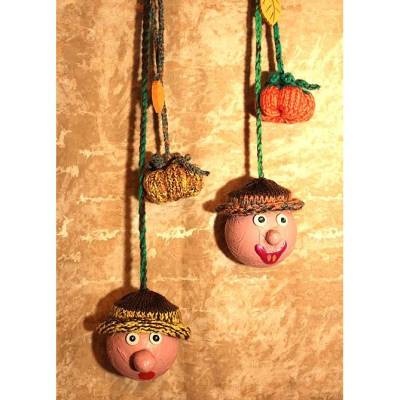 Herbstdeko KUGELWICHTEL KÜRBIS Handgemachte Wichtel aus Kunststoffkugeln für Deine Herbstdekoration
