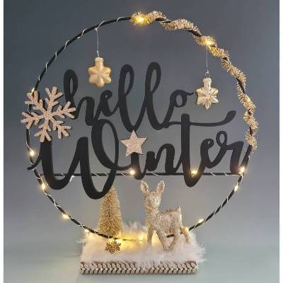 Hello Winter in edler Ausführung mit Beleuchtung,Winter,Weihnachten,Deko,Geschenk,UNIKAT