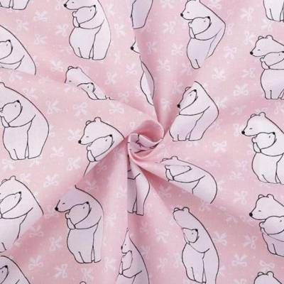 1,5 m Baumwollstoff, Eisbärenliebe, Rosa, 140 cm breit