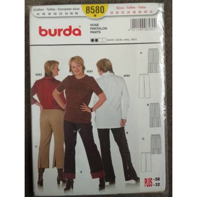 Schnittmuster Hose – 3 Varianten Burda 8580, Gr. 44 - 58,Damenhose Mehrgrößenschnitt