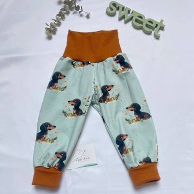 Pumphose Dackel Größe 68/74 – Mitwachshose für Jungen & Mädchen aus Jersey, handmade