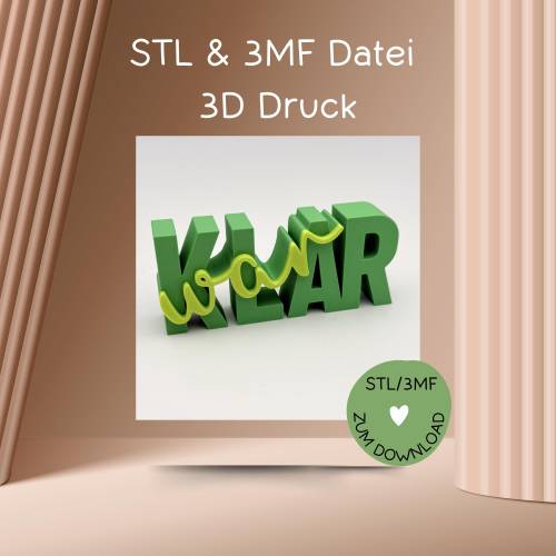 Schriftzug WAR KLAR, Digitale Datei, 3D-Druckdatei, STL bzw. 3MF-Format