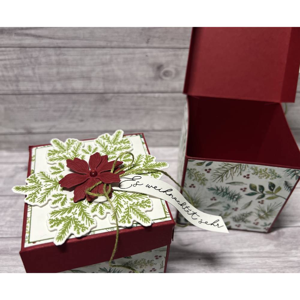 Weihnachtliche Geschenkverpackung – Kleine Geschenkbox mit festem Klappdeckel, ideal für Weihnachtsgeschenke
