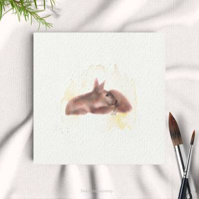 KLEINES REH - Waldtiere, Miniatur Fineartprint auf Büttenpapier – Mini-Aquarell, kleine Bild als Geschenkidee & Wanddeko
