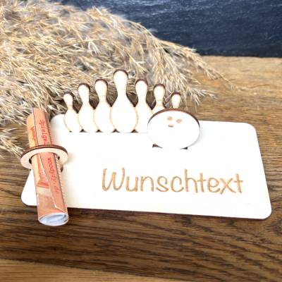 Geldscheinhalter Bowling, Kegeln, Geldgeschenk, Geburtstag, Geschenk, Wunschtext, Personalisierbar
