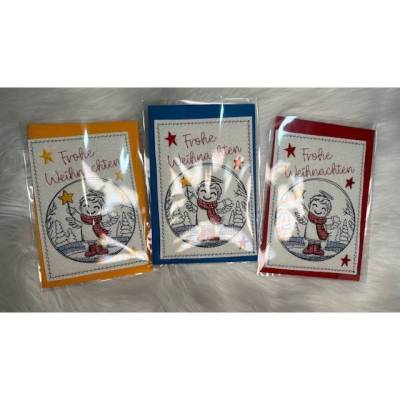 Schöne gestickte Karten Glückwunschkarten zur Weihnachtskarten 3er Set
