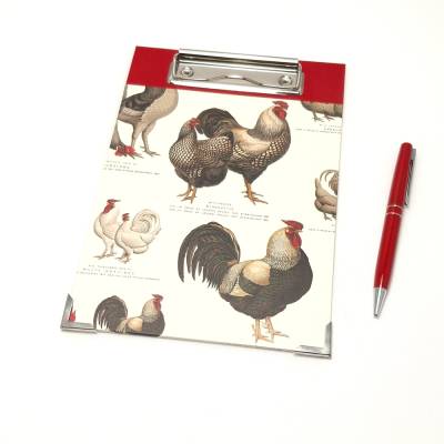 Klemmbrett DIN A5 Hühner – Handgefertigte Schreibunterlage 16,0 x 23,0 cm