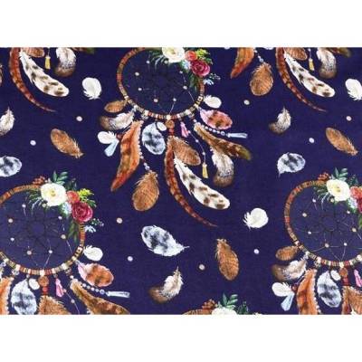 2 m Baumwollstoff, Traumfänger, Blau, 160 cm breit