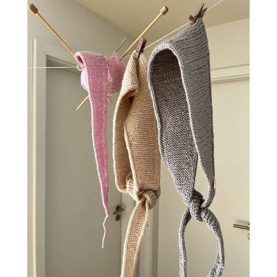 Minischal Sophie Scarf 100% Merinowolle  Herbst- Winterschal gestrickt Halstuch Erwachsene Strickschal beige brau