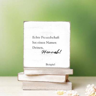 DEIN WUNSCHTEXT, Holzblock Holzschild, personalisierbare minimalistische Wanddeko zum Aufhängen oder Hinstellen